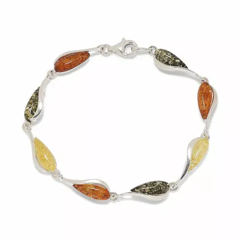 Kollektionsprov droppe bärnsten armband i silver med hängen i silver