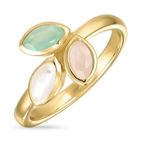 Kollektionsprov blad kristal ring i förgyllt silver