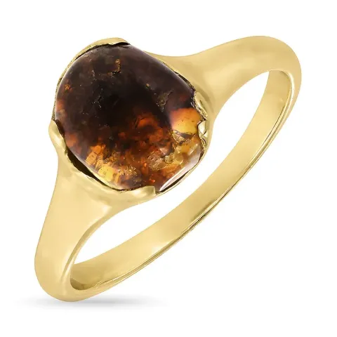 Kollektionsprov bärnsten ring i förgyllt silver - Loom Stones