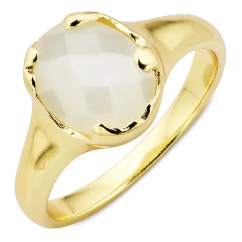 Kollektionsprov vit månsten ring i förgylld mässing - Eliné