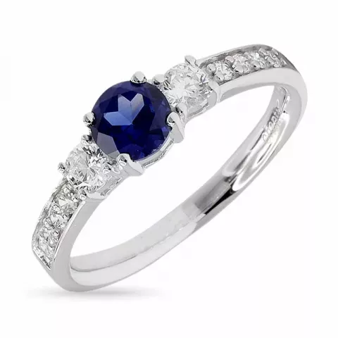 Kollektionsprov blå zirkon ring i rhodinerat silver