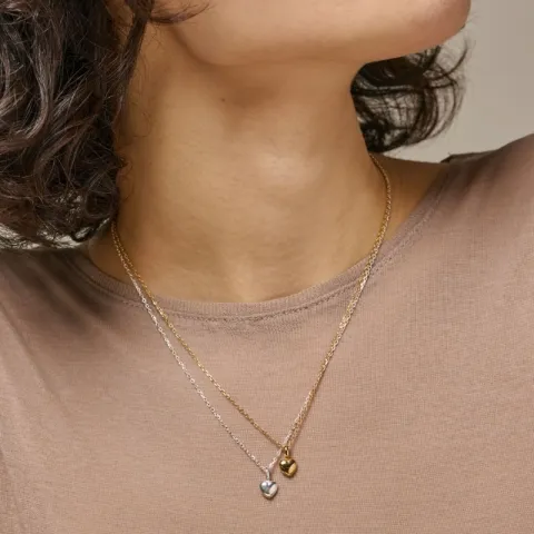 Enamel Amore hjärta halskedja med berlocker i silver