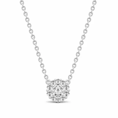 Julie Sandlau Glamour runt hängen med halskedja i satinrhodinerat sterlingsilver vit zirkon
