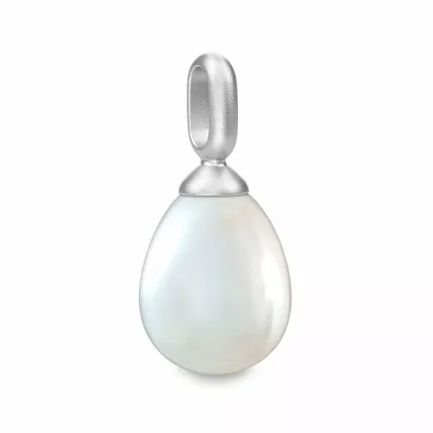 Julie Sandlau Perla oval pärla hängen i satinrhodinerat sterlingsilver