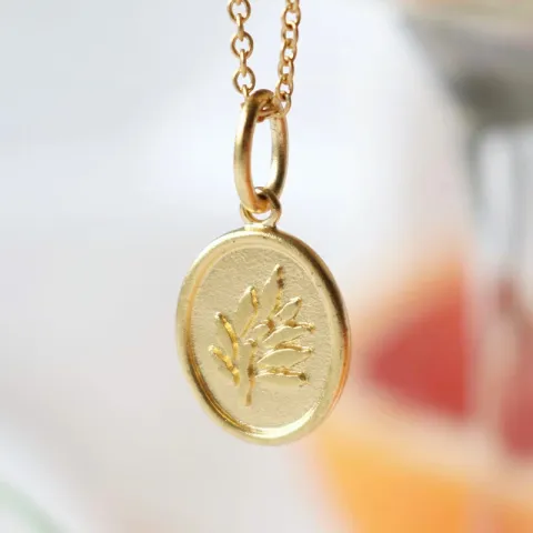 Julie Sandlau ICON blad halsband i silver med 22 karat förgyllning vit zirkon