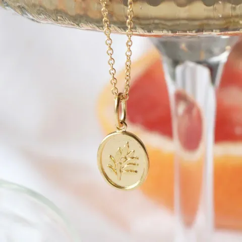 Julie Sandlau ICON blad halsband i silver med 22 karat förgyllning vit zirkon