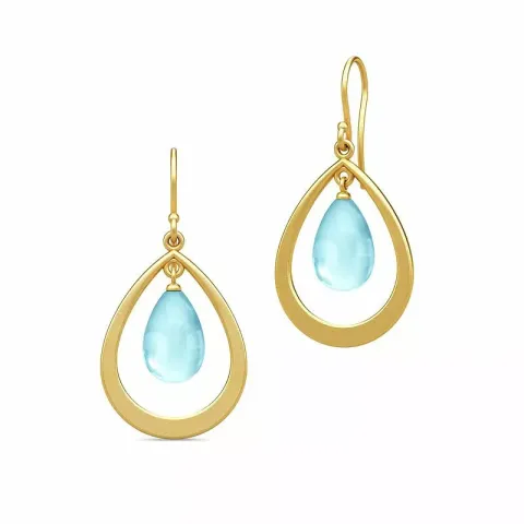 Julie Sandlau Prime droplet droppformad blå örhängen i förgyllt silver