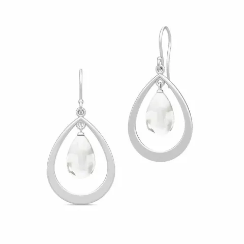 Julie Sandlau Prime droplet droppe vit kristal örhängen i satinrhodinerat sterlingsilver vit kristal