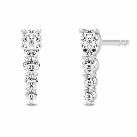 Julie Sandlau Glamour vit zirkon örhängen i satinrhodinerat sterlingsilver vit zirkon