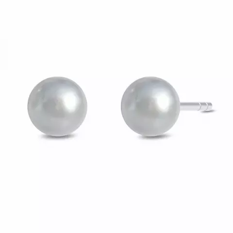 6 mm Julie Sandlau grå pärla örhängen i satinrhodinerat sterlingsilver