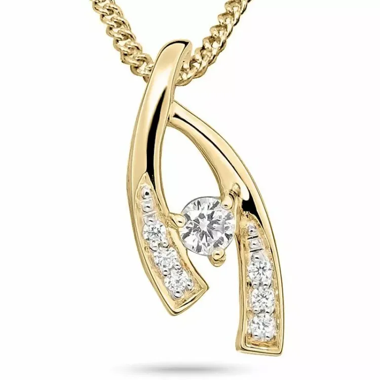 Abstrakt zirkon hängen i 9 karat guld