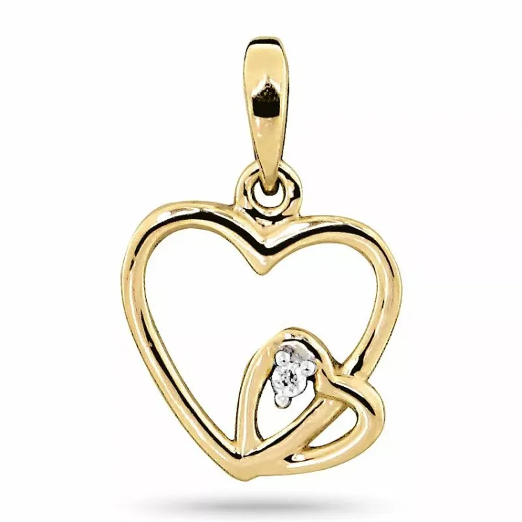 hjärta diamant hängen i 14 carat guld