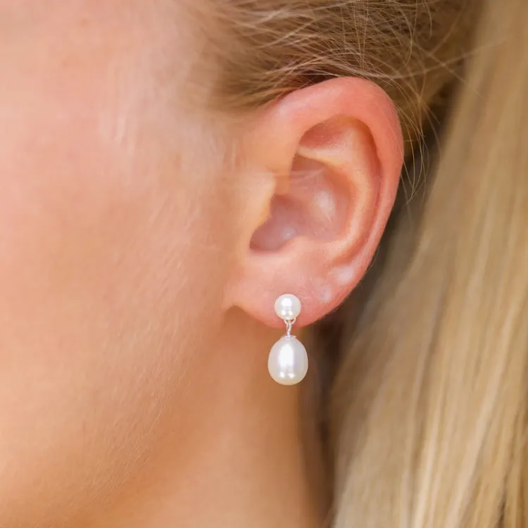 7 - 8 mm pärla örhängen i silver
