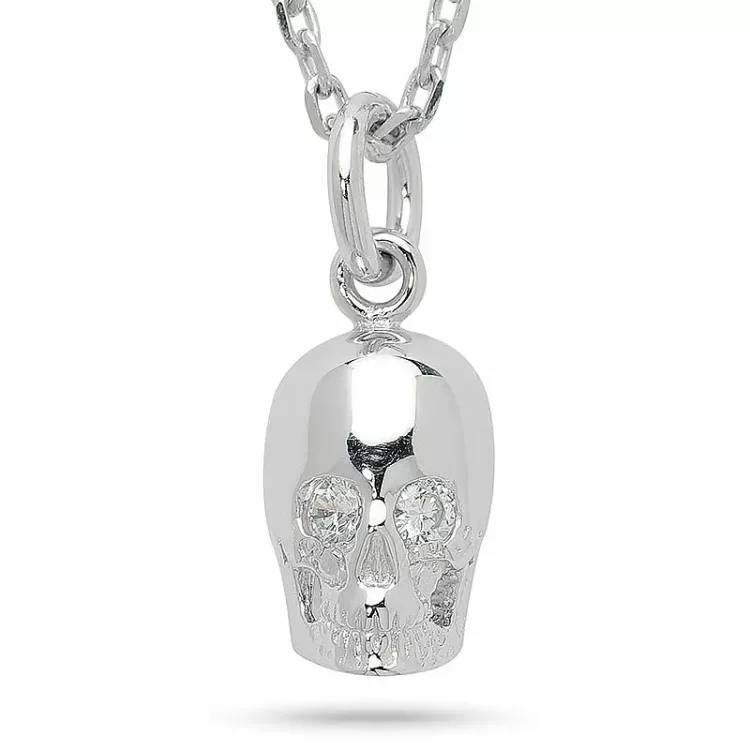 skull zirkon hängen i rhodinerat silver