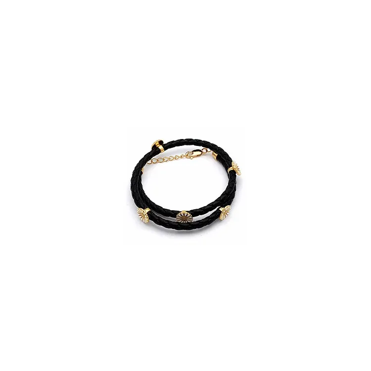 Armband i läder med prästkrage hanger i förgyllt silver