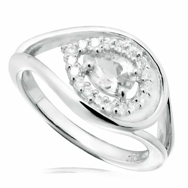 vit zirkon ring i silver