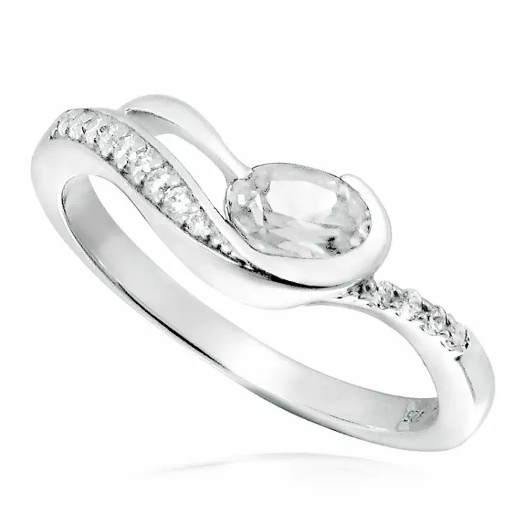 vit zirkon ring i silver