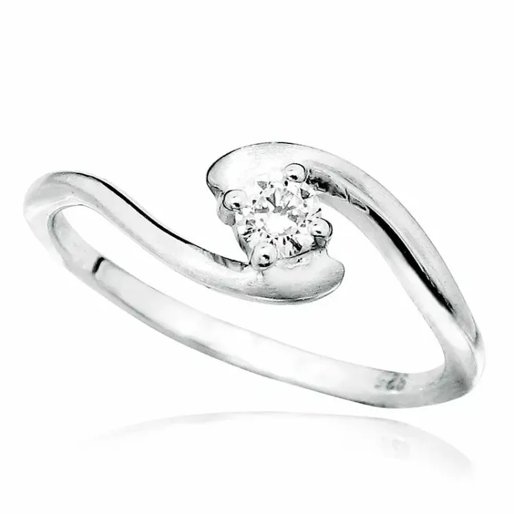 sandblåst zirkon ring i silver
