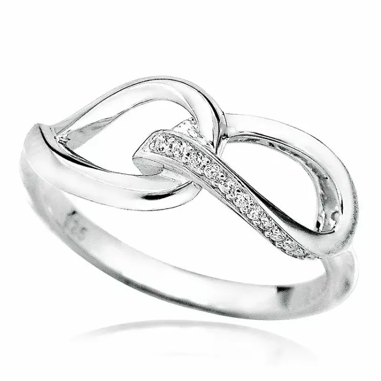 Abstrakt zirkon silver ring i silver