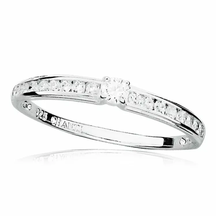 vit zirkon ring i rhodinerat silver