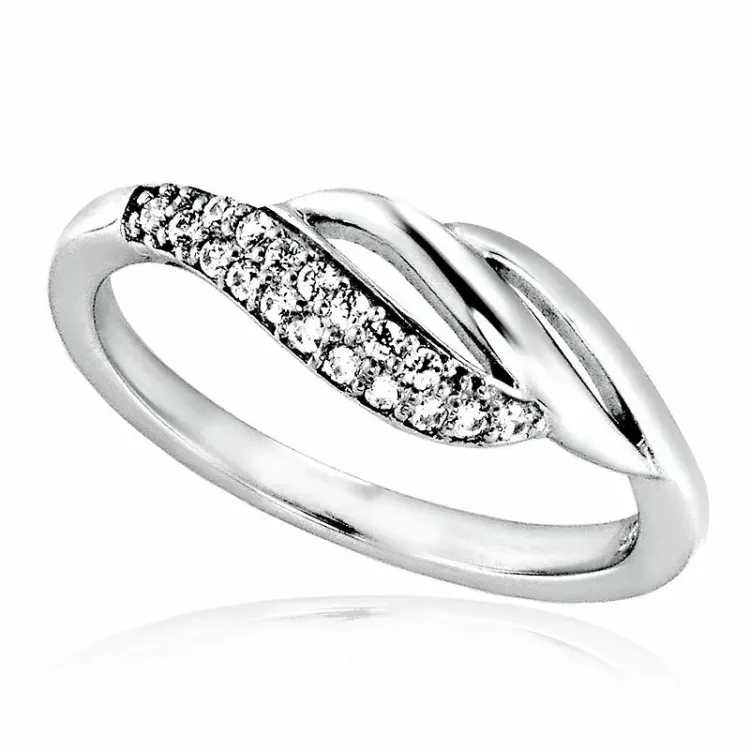 Enkel vit zirkon ring i rhodinerat silver