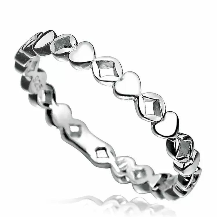hjärta ring i rhodinerat silver