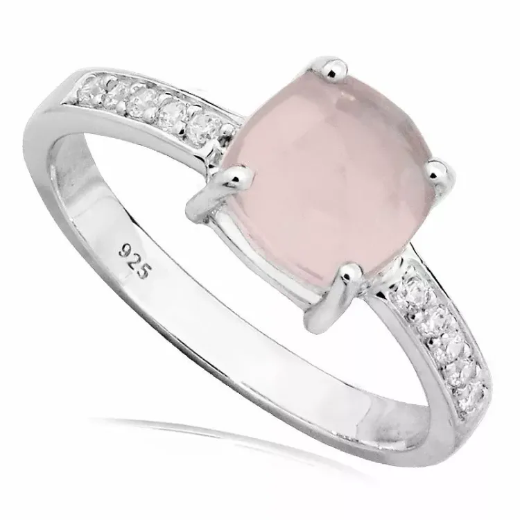 Fyrkantigt rosa månsten ring i silver