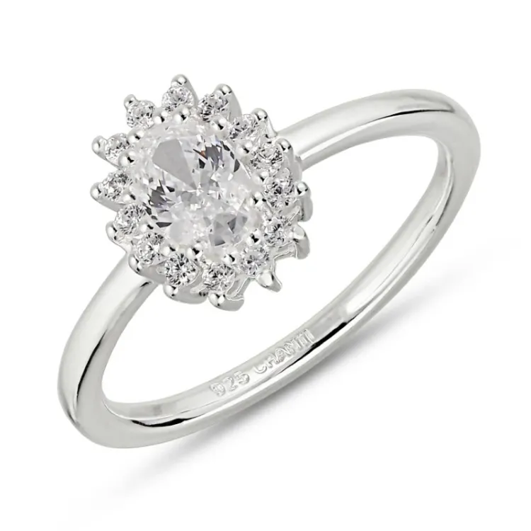 zirkon rosettring i silver
