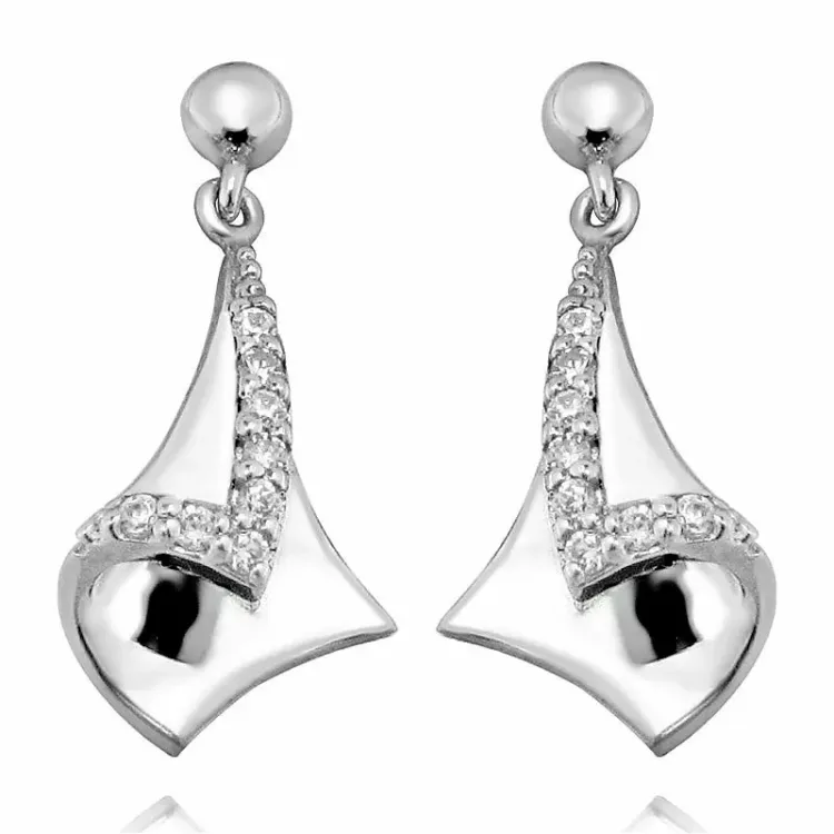 abstrakt zirkon örhängen i silver