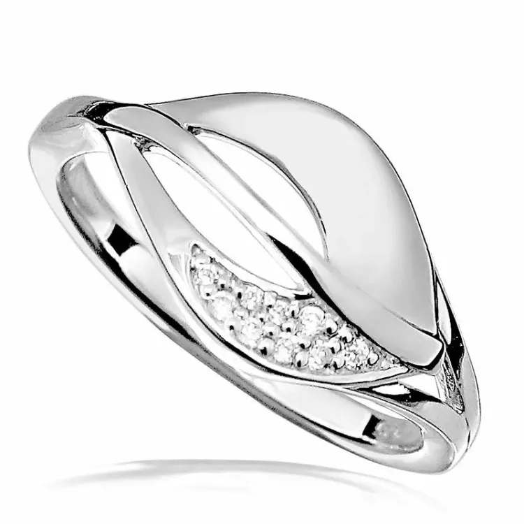 abstrakt rosa ring i rhodinerat silver