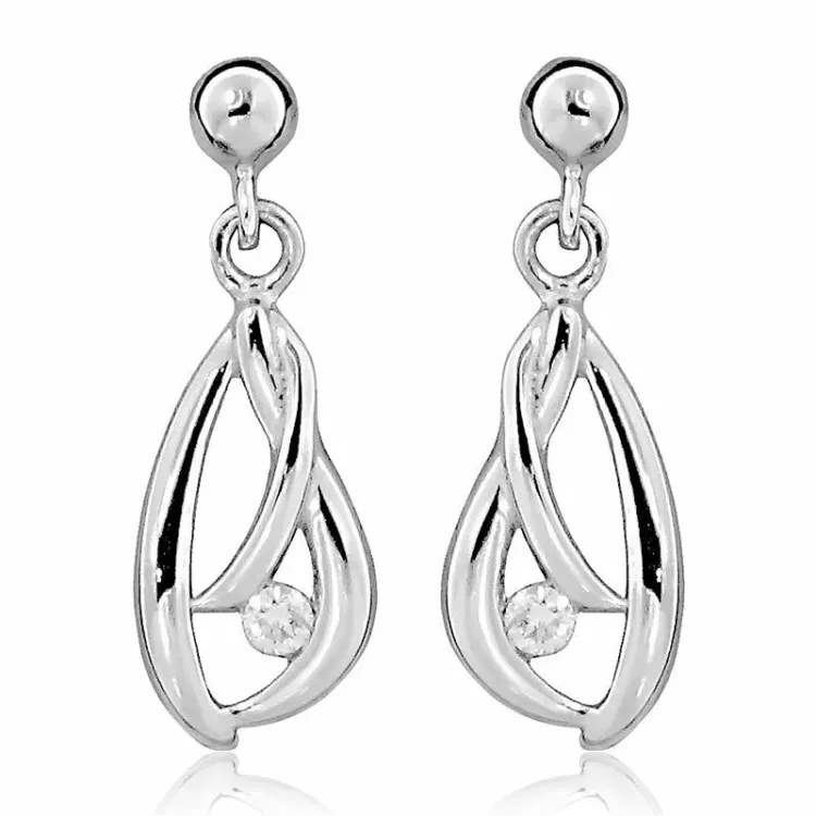 diamant örhängestift i silver med diamant