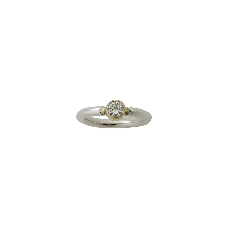 RS of Scandinavia ring i silver med 14 karat guld vit zirkon