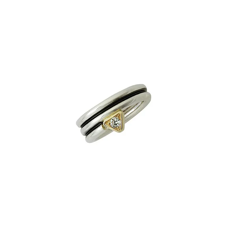 RS of Scandinavia ring i oxiderat sterlingsilver med 14 karat guld vit zirkon