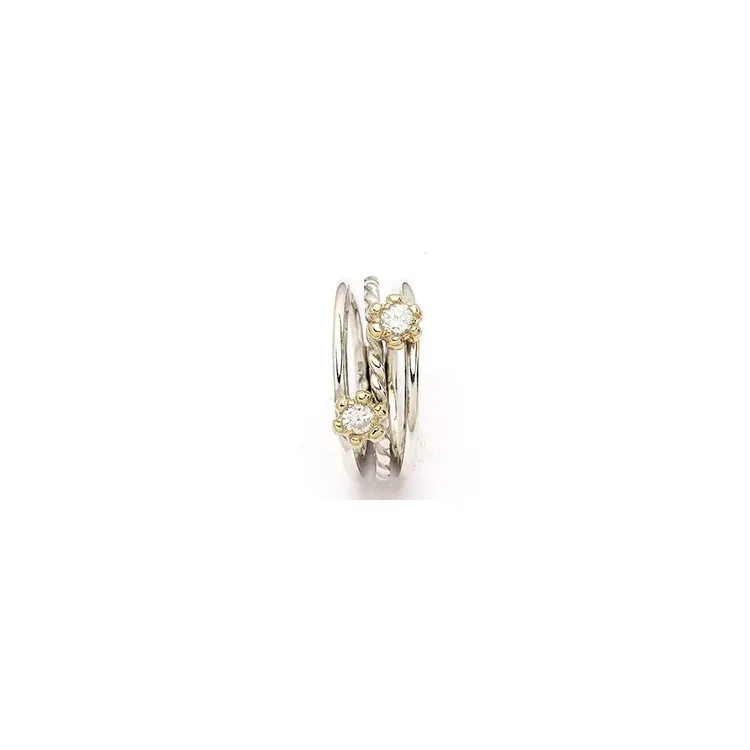 RS of Scandinavia blomma ring i silver och 14 karat guld vita zirkoner