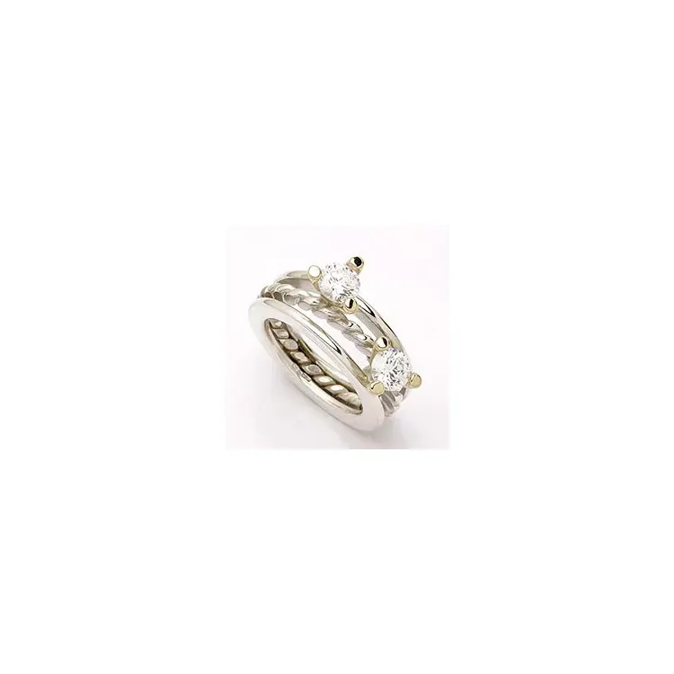 RS of Scandinavia ring i silver och 14 karat guld vita zirkoner