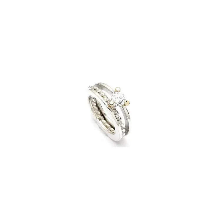 RS of Scandinavia ring i silver och 14 karat guld vit zirkon