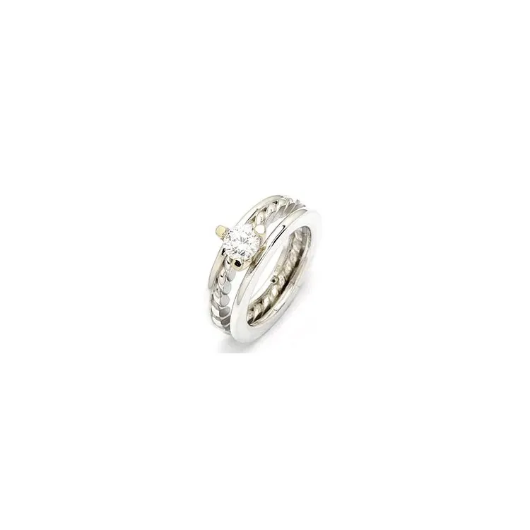 RS of Scandinavia ring i silver och 14 karat guld vit zirkon