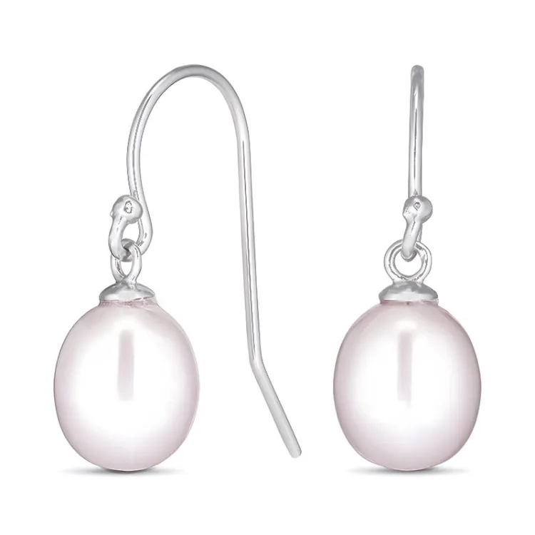 7-7,5 mm pärlörhängen i rhodinerat silver