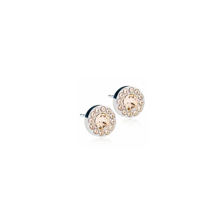 Blomdahl runda örhängen i titan persikofärgat swarovski kristaller