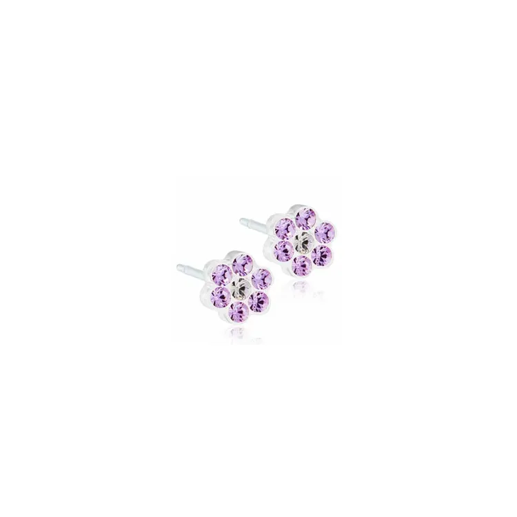 Blomdahl blomma örhängen i plast lila swarovski kristaller vit swarovski kristaller