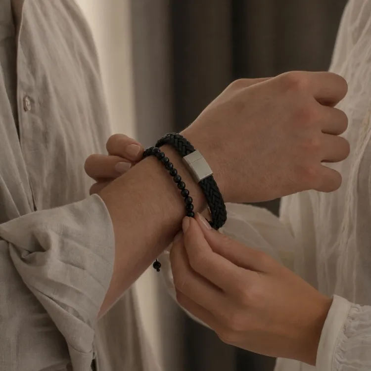 Nordahl andersen svart armband i läder