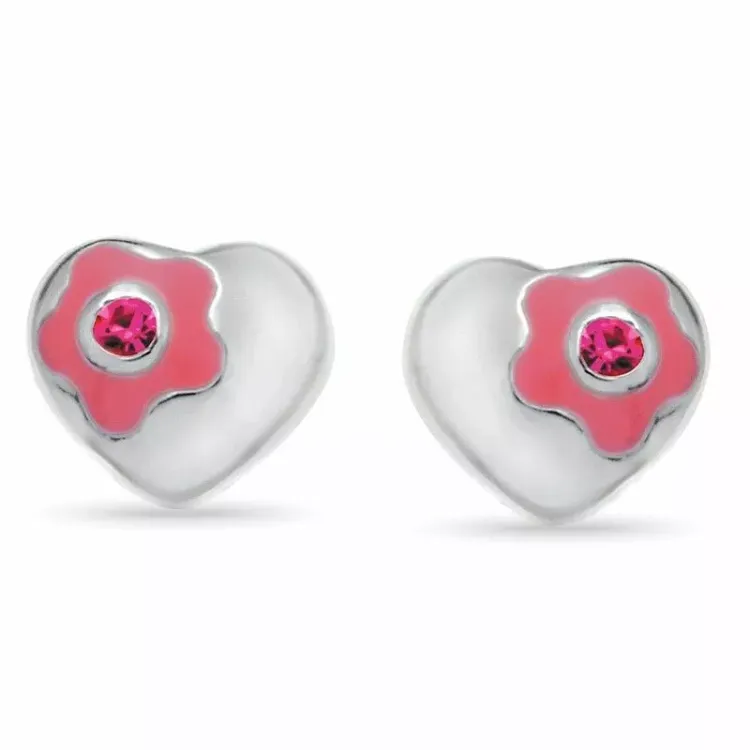 Nordahl andersen hjärta örhängen i rhodinerat silver rosa zirkoner