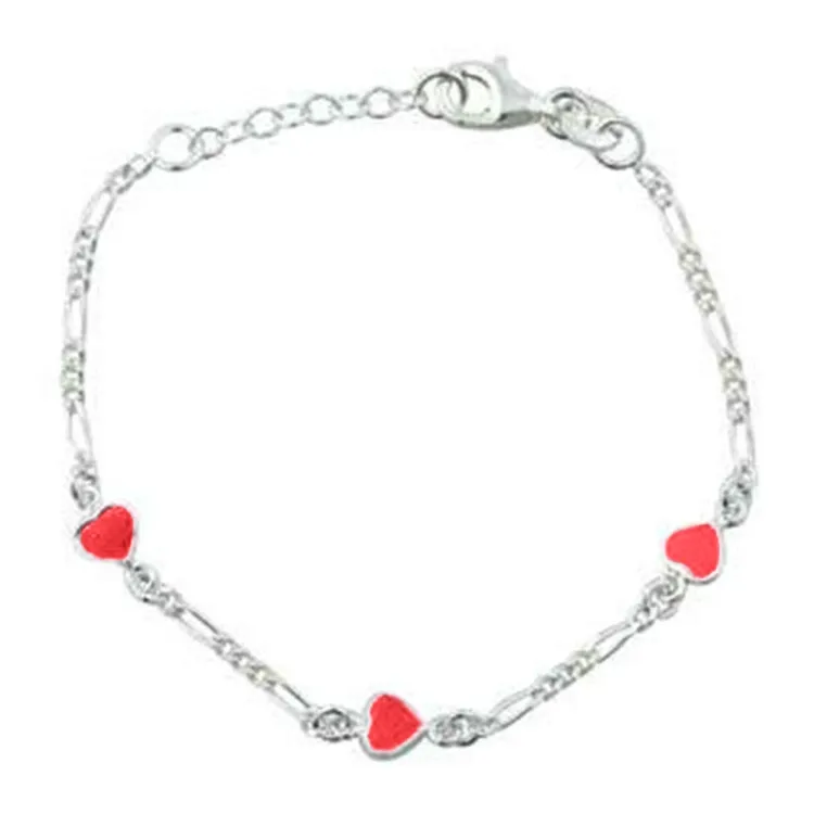barn NORDAHL ANDERSEN hjärta armband i rhodinerat silver rosa emalj
