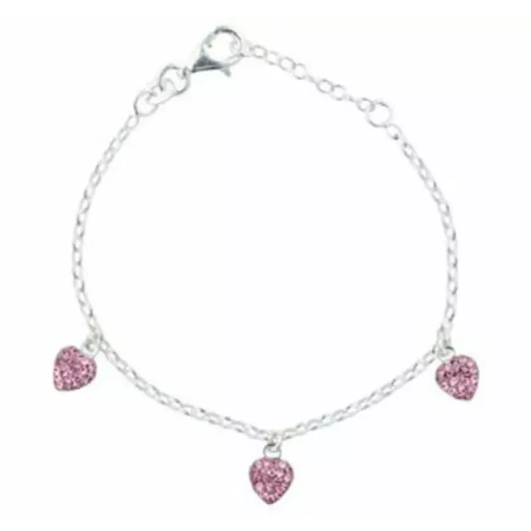 barn NORDAHL ANDERSEN hjärta armband i rhodinerat silver rosa zirkon