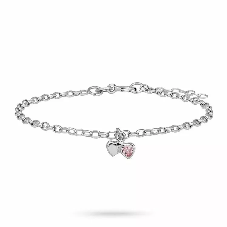 barn NORDAHL ANDERSEN hjärta armband i rhodinerat silver rosa zirkon