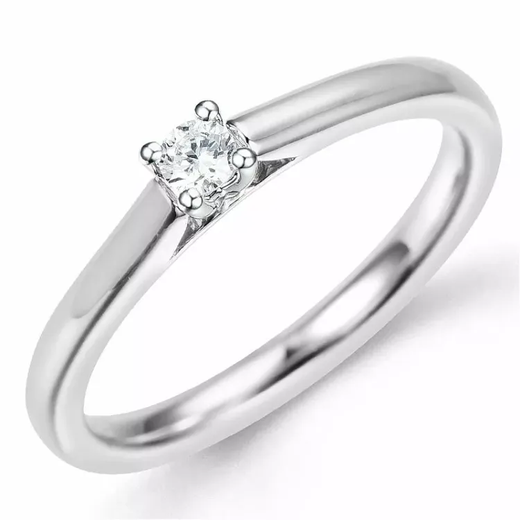 rund diamantring i 14 karat vitguld 0,10 ct