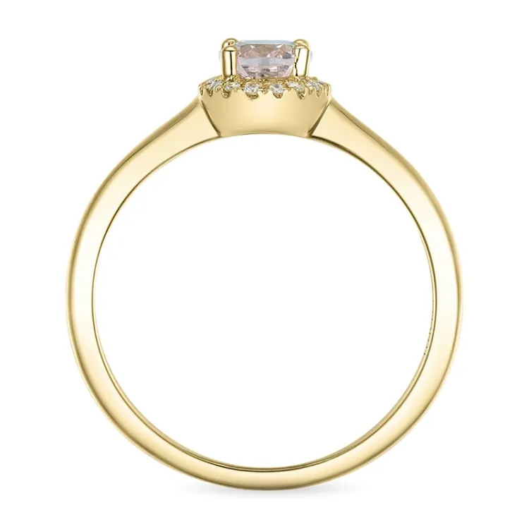 oval morganit diamantring i 14  karat guld 0,83 ct 0,09 ct