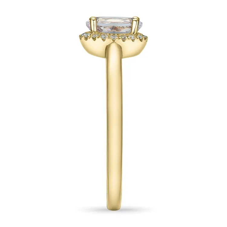oval morganit diamantring i 14  karat guld 0,83 ct 0,09 ct