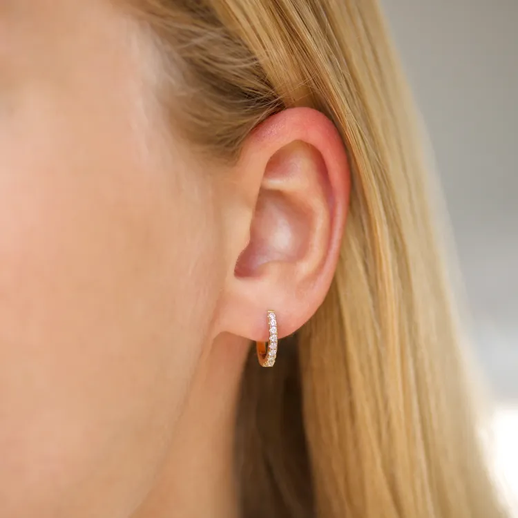 12 mm creol i 14 karat guld med diamant 