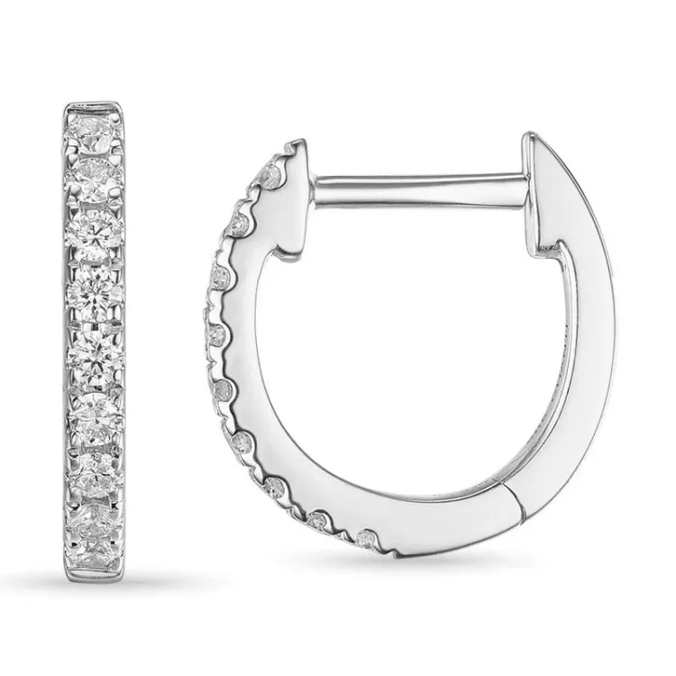 12 mm creol i 14 karat vitguld med diamant 